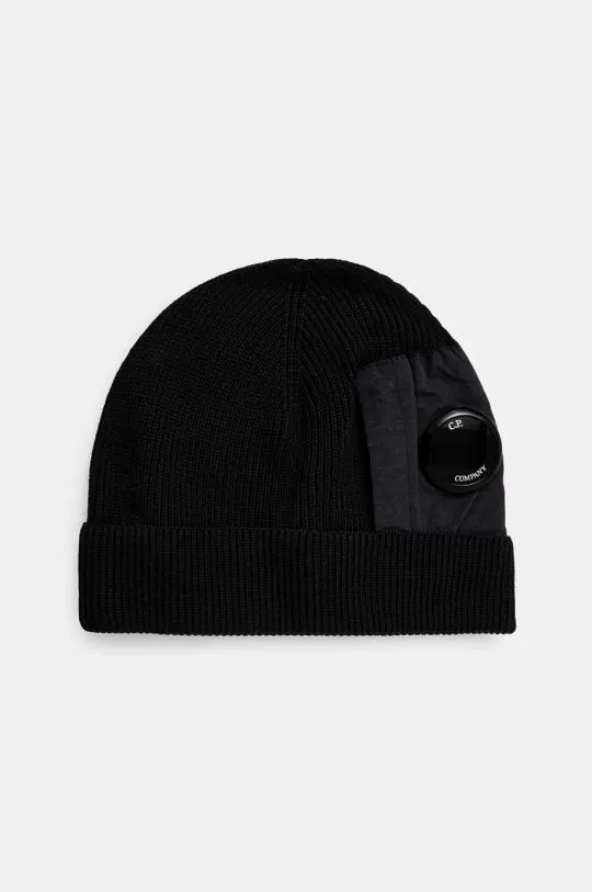 C.P. Company wool beanie Knit Cap black color 17CMAC297A005509A