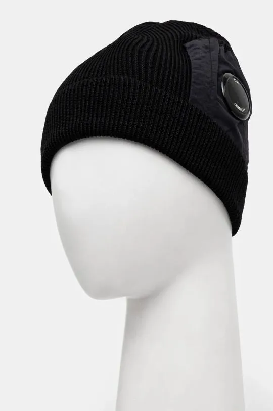 C.P. Company wool beanie Knit Cap black color 17CMAC297A005509A