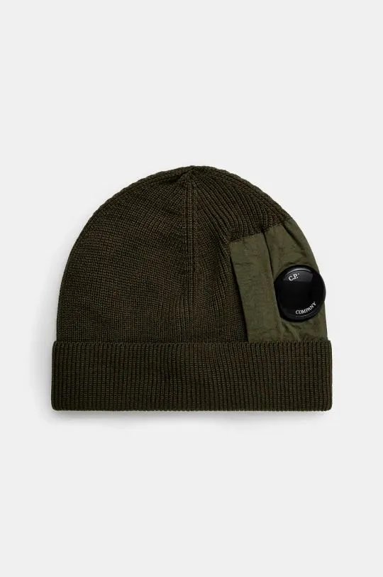 C.P. Company wool beanie Knit Cap green color 17CMAC297A005509A