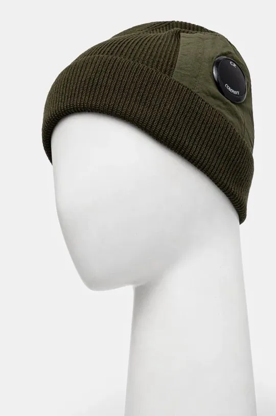 C.P. Company wool beanie Knit Cap green color 17CMAC297A005509A