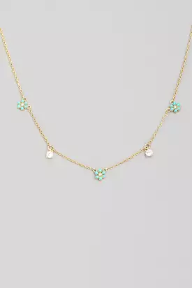 Dainty Chain Flower Charm Necklace