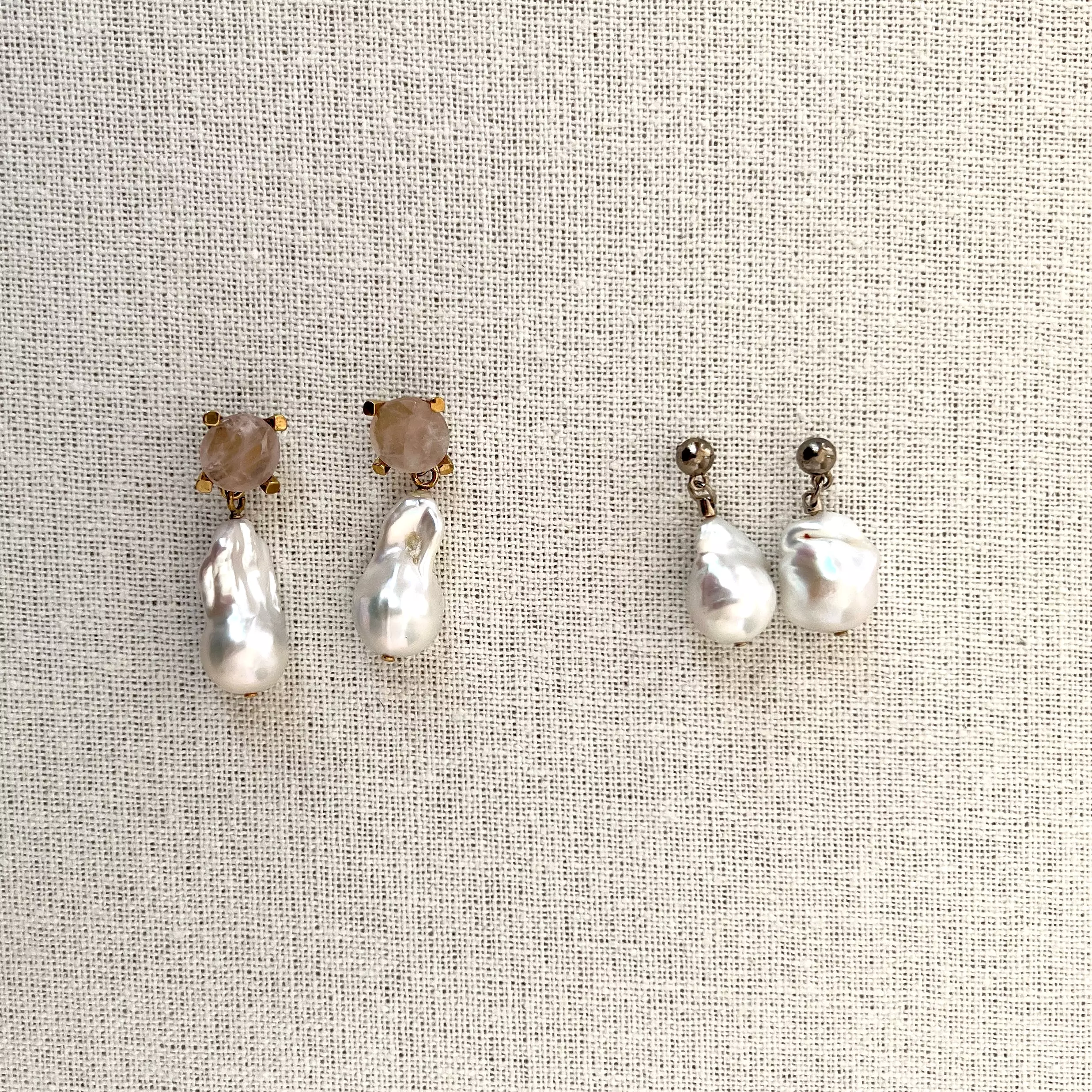 Darcey Drop Pearl Earrings, Gold