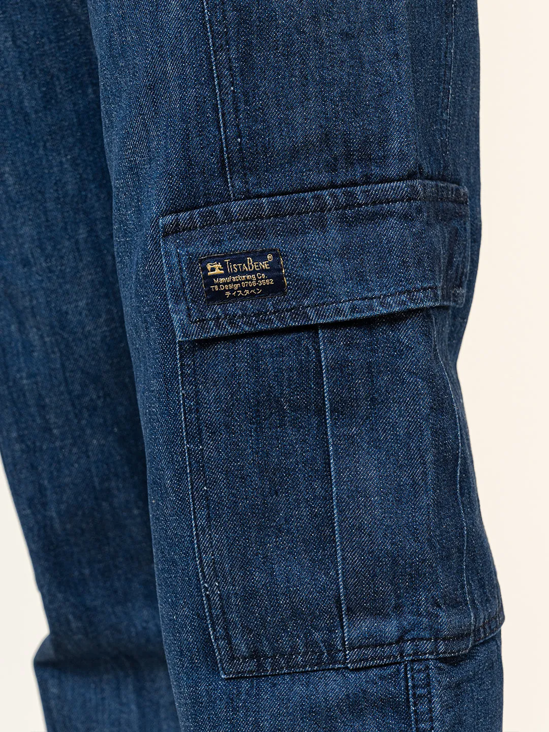 Dark Blue Cargo Baggy Fit Denim Jeans