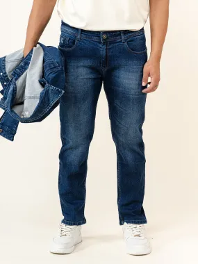 Dark Blue Slim-Fit Ankle Length Mens Jeans