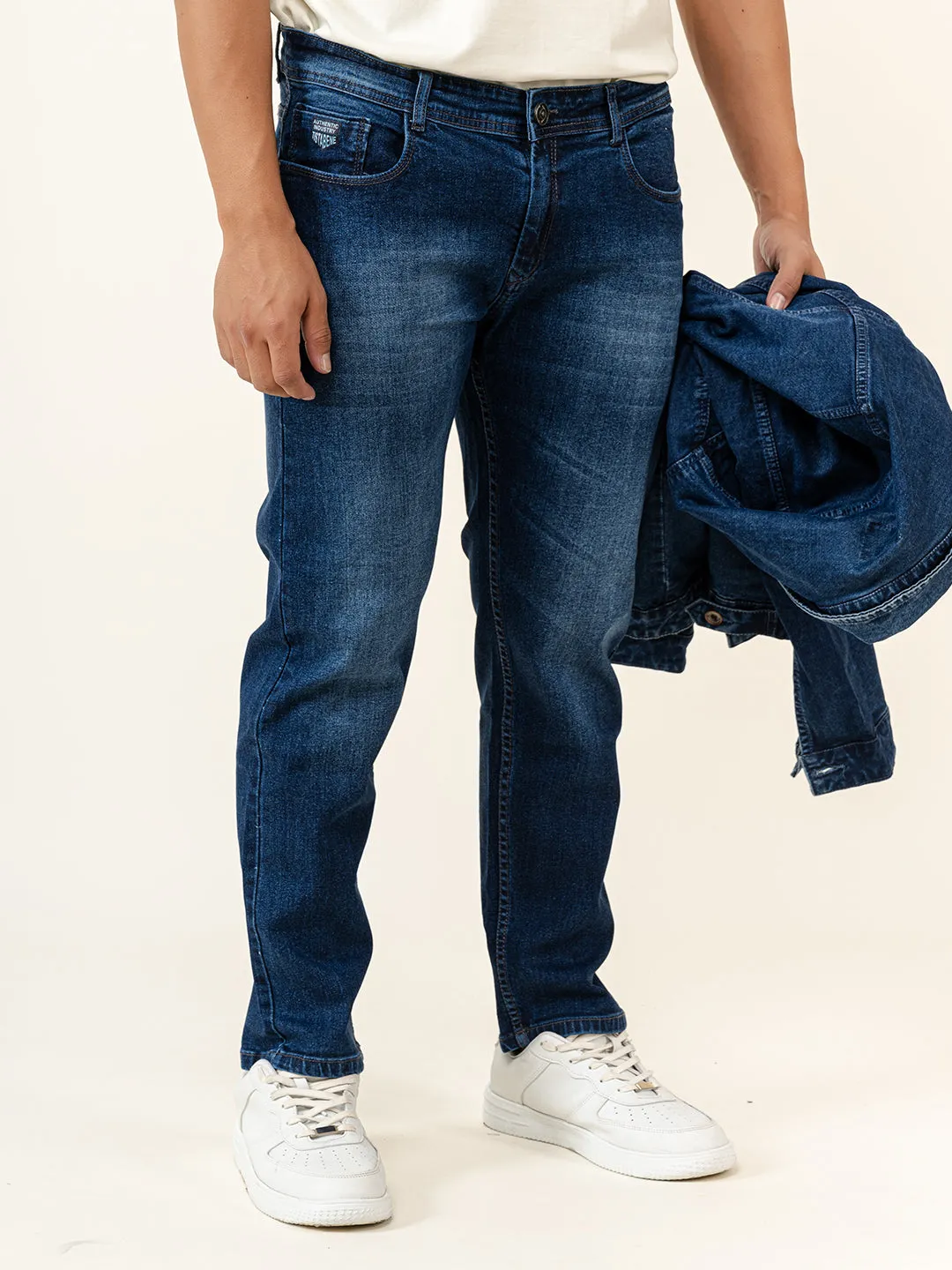 Dark Blue Slim-Fit Ankle Length Mens Jeans