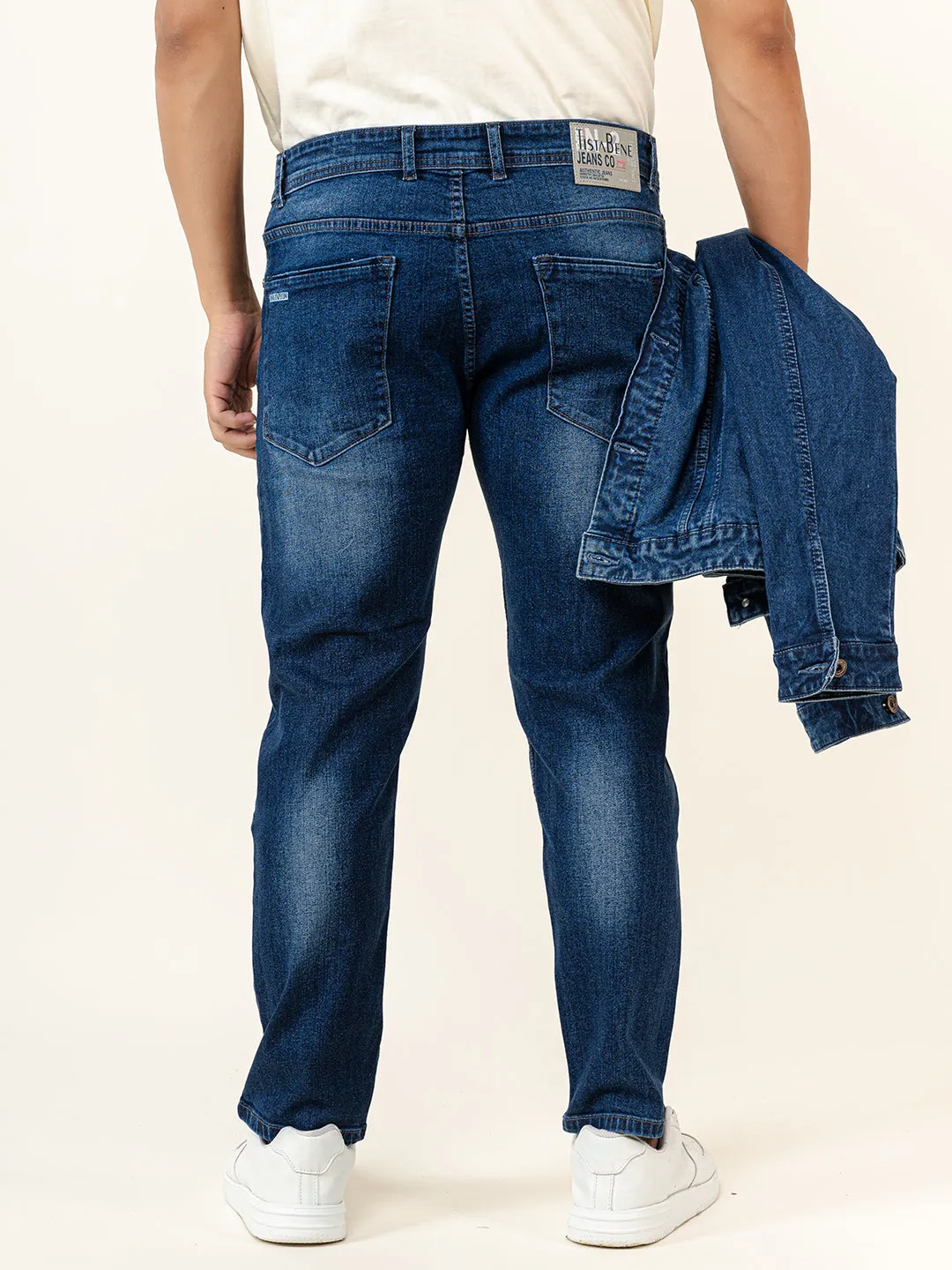 Dark Blue Slim-Fit Ankle Length Mens Jeans