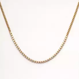 Diamond Bezel Tennis Segment Small Curb Chain Necklace