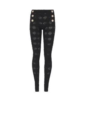 Diamond knit leggings with 6 buttons