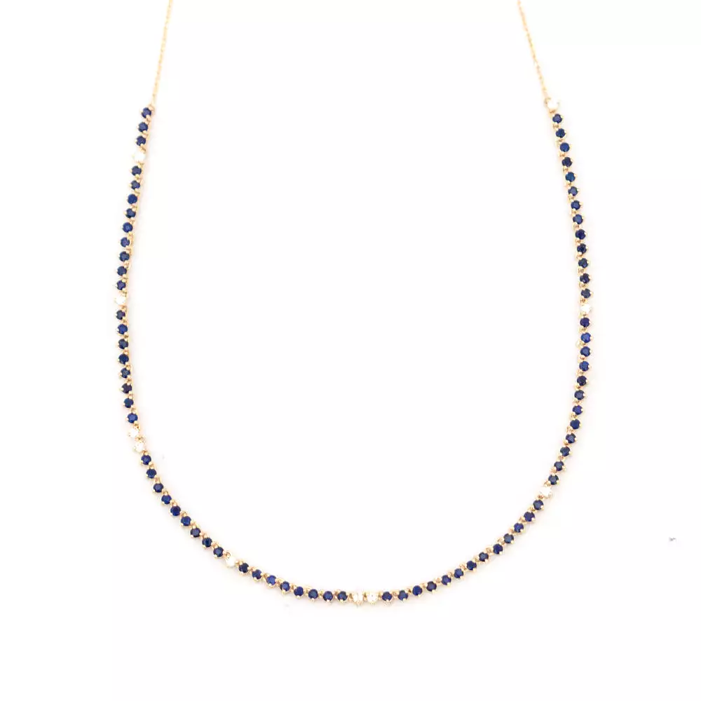 Diana Sapphire and Diamond Round Half Riviera Necklace