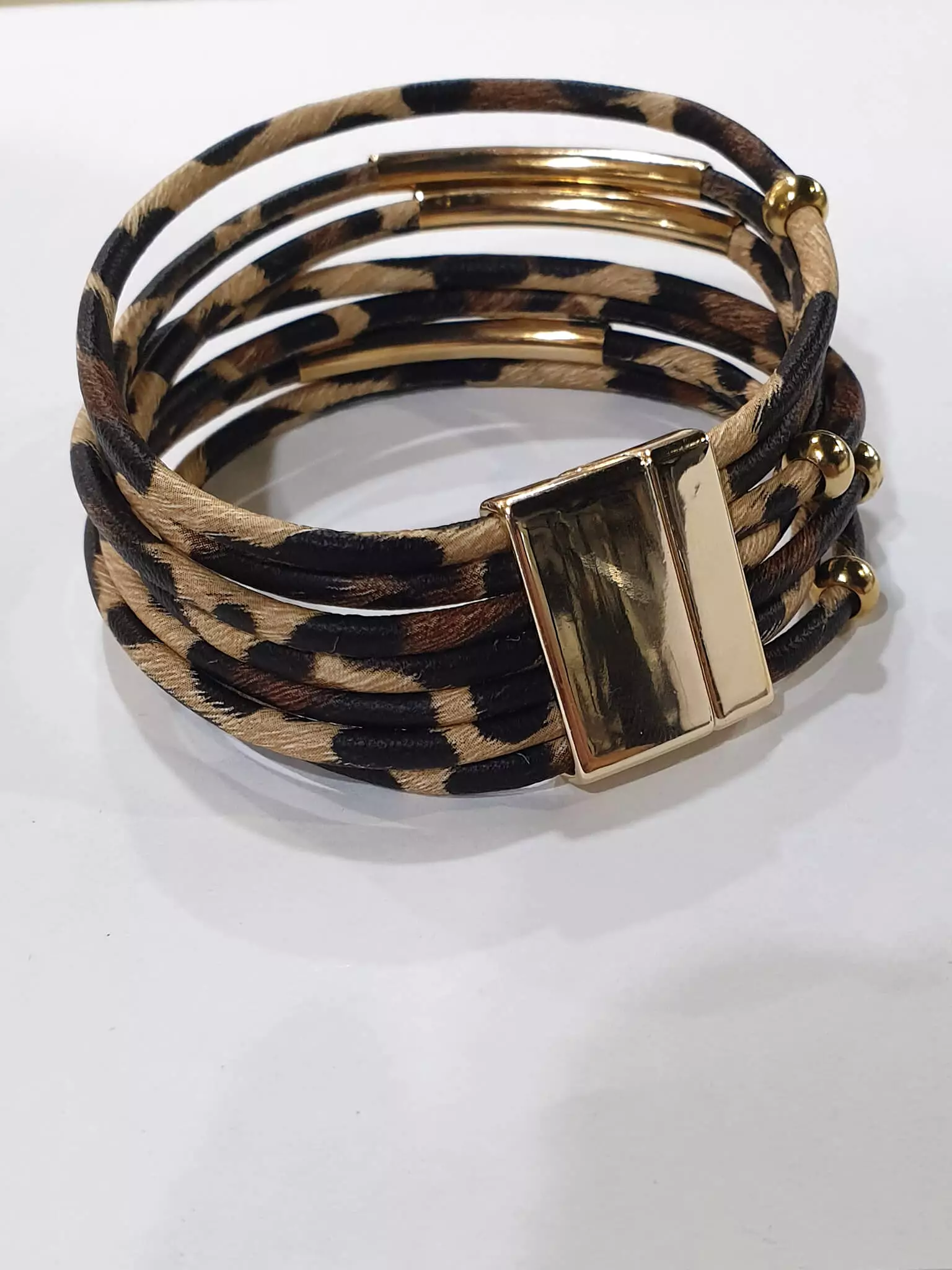 DKC Leopard Leather Wide Wrap Bracelet