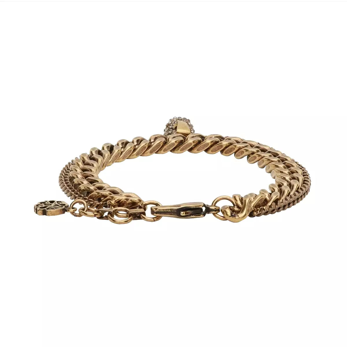 Double Chain Skull Bracelet, Gold