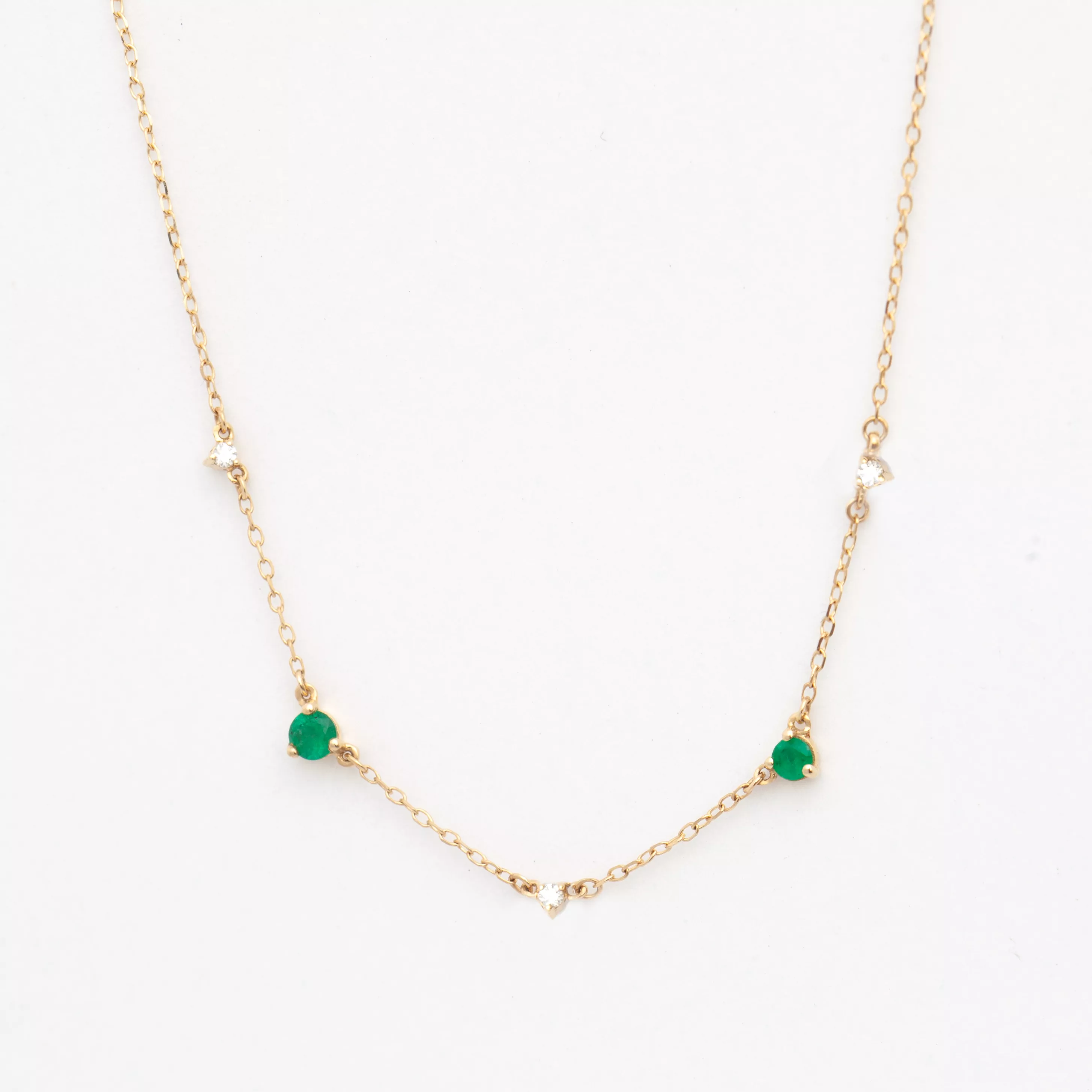 Emerald and Diamond Five Amigos Station Necklace