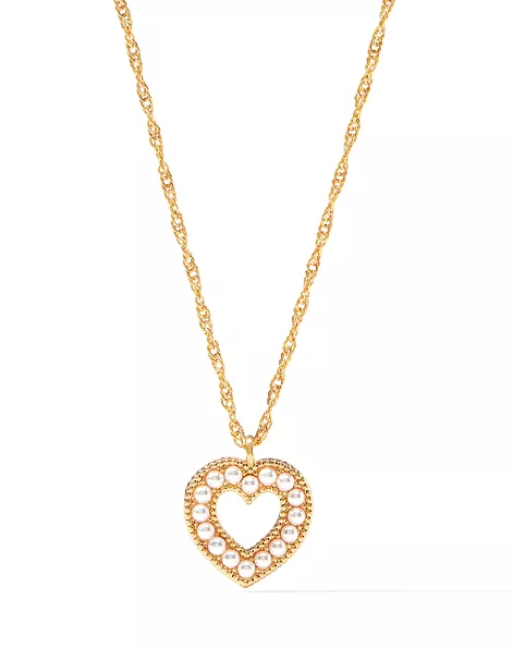 Esme Heart Pearl Solitare Necklace