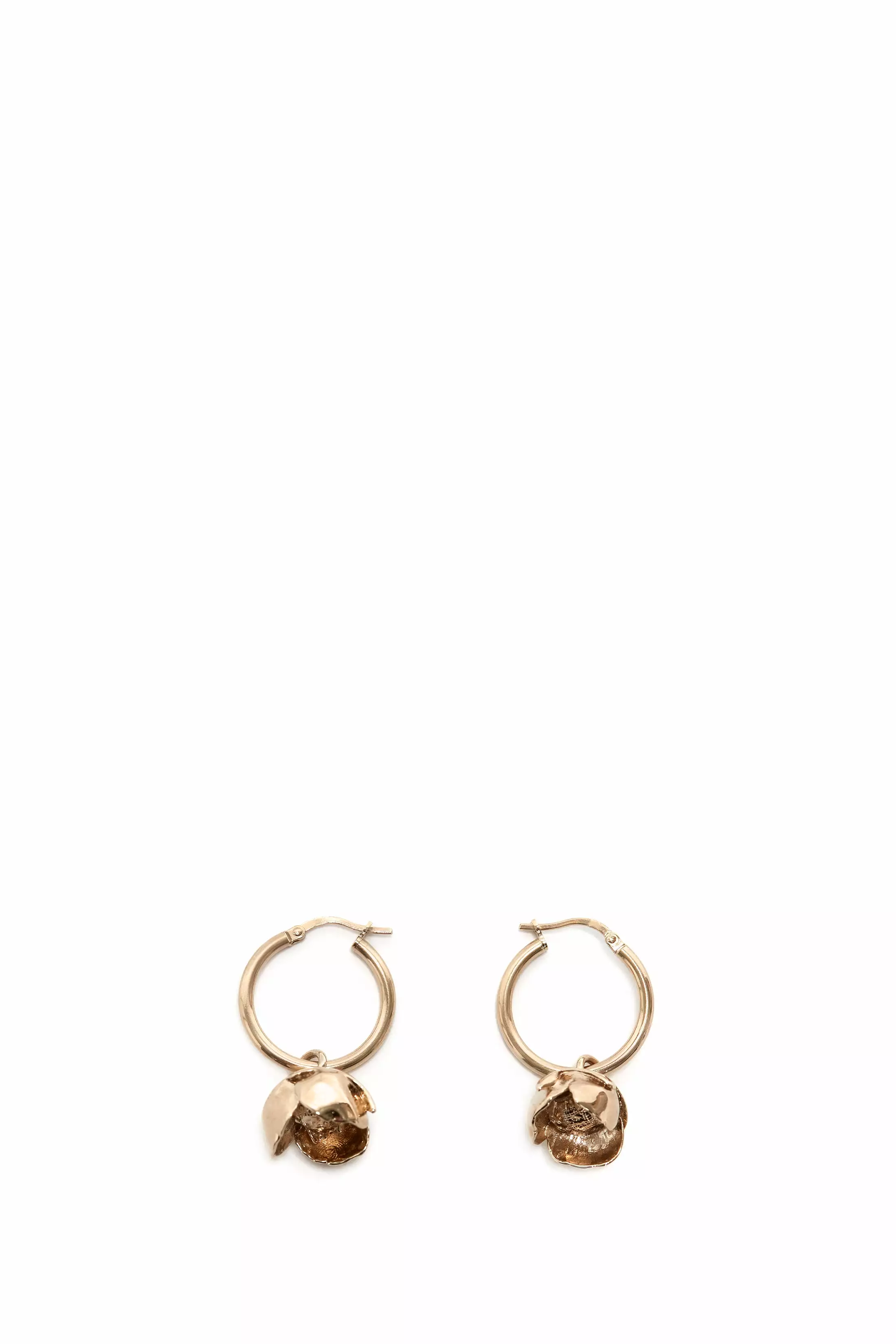 Exclusive Camellia Flower Hoop Earrings In Gold