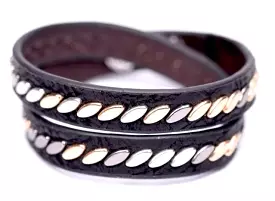 Fabucci Black Stud Wrap Bracelet