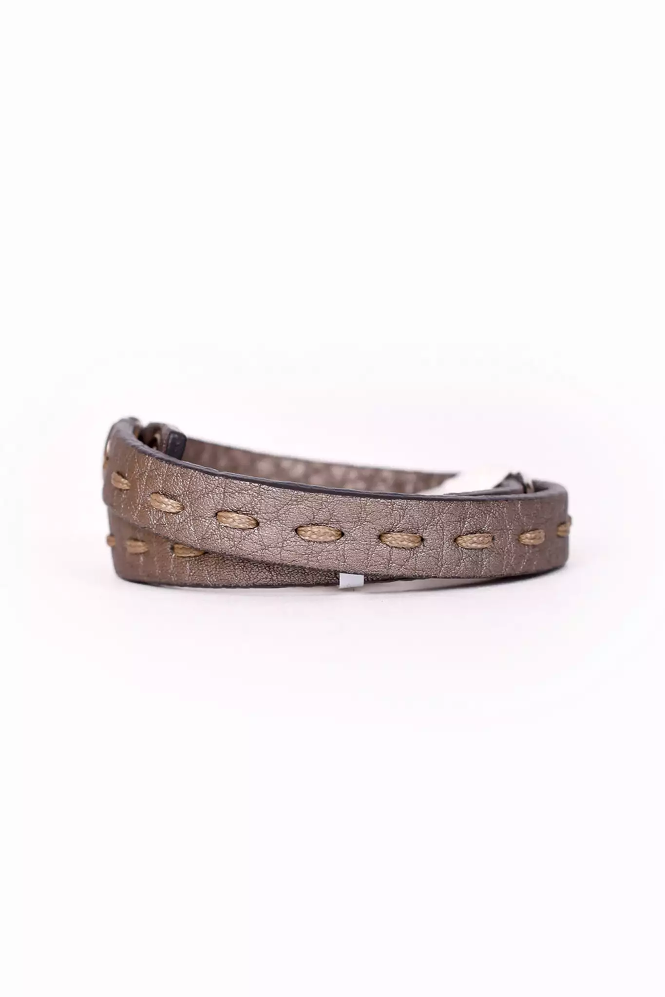 Fendi Brown Leather Logo Tag Wrap Bracelet