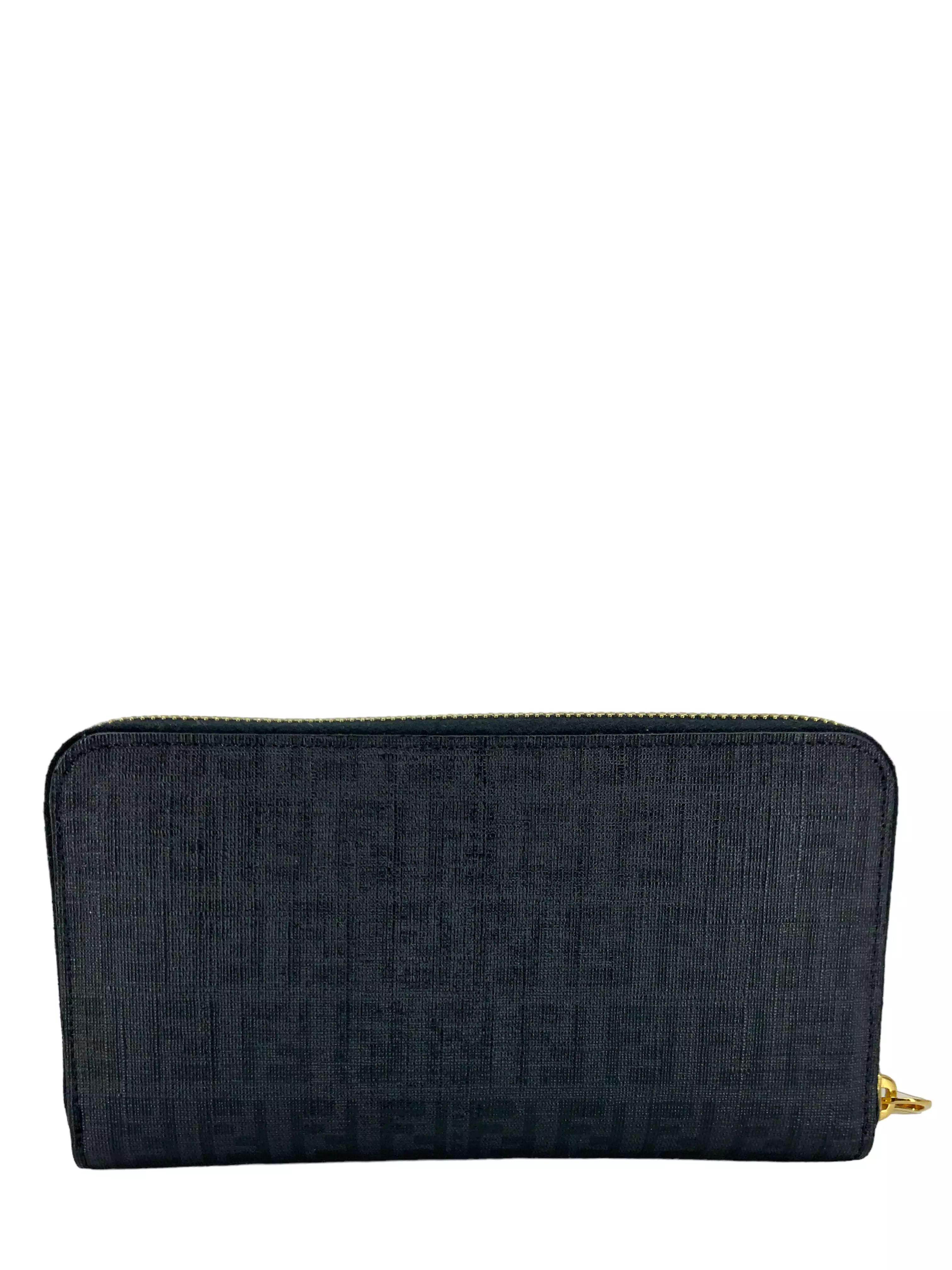 FENDI FF Zucchino Coated Canvas Zip Wallet NEW