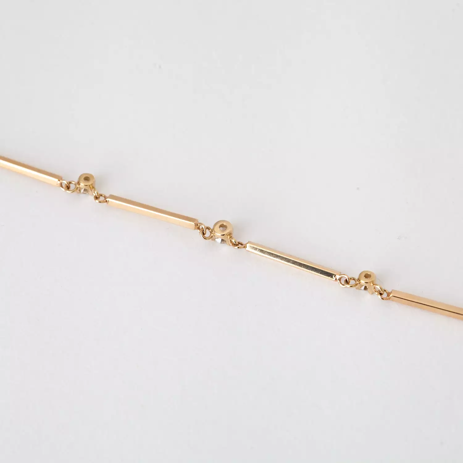 Five Graduated Prong Diamond & Gold Bar Necklace