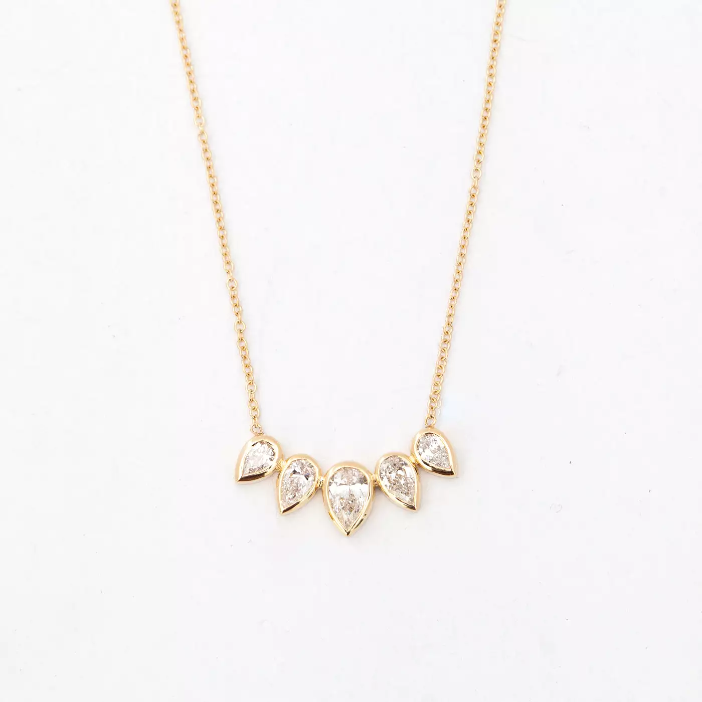 Five Pear Diamond Fan Necklace