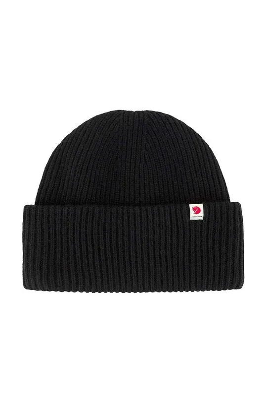 Fjallraven wool beanie Heavy Beanie black color thick knit F12100006.550