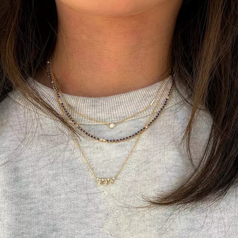 Floating Diamond and Tiny Bar Station Necklace