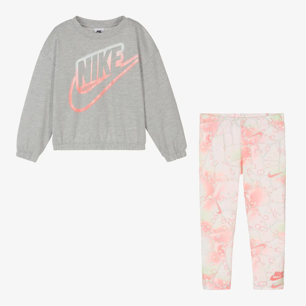 Girls Pink Logo Leggings Set