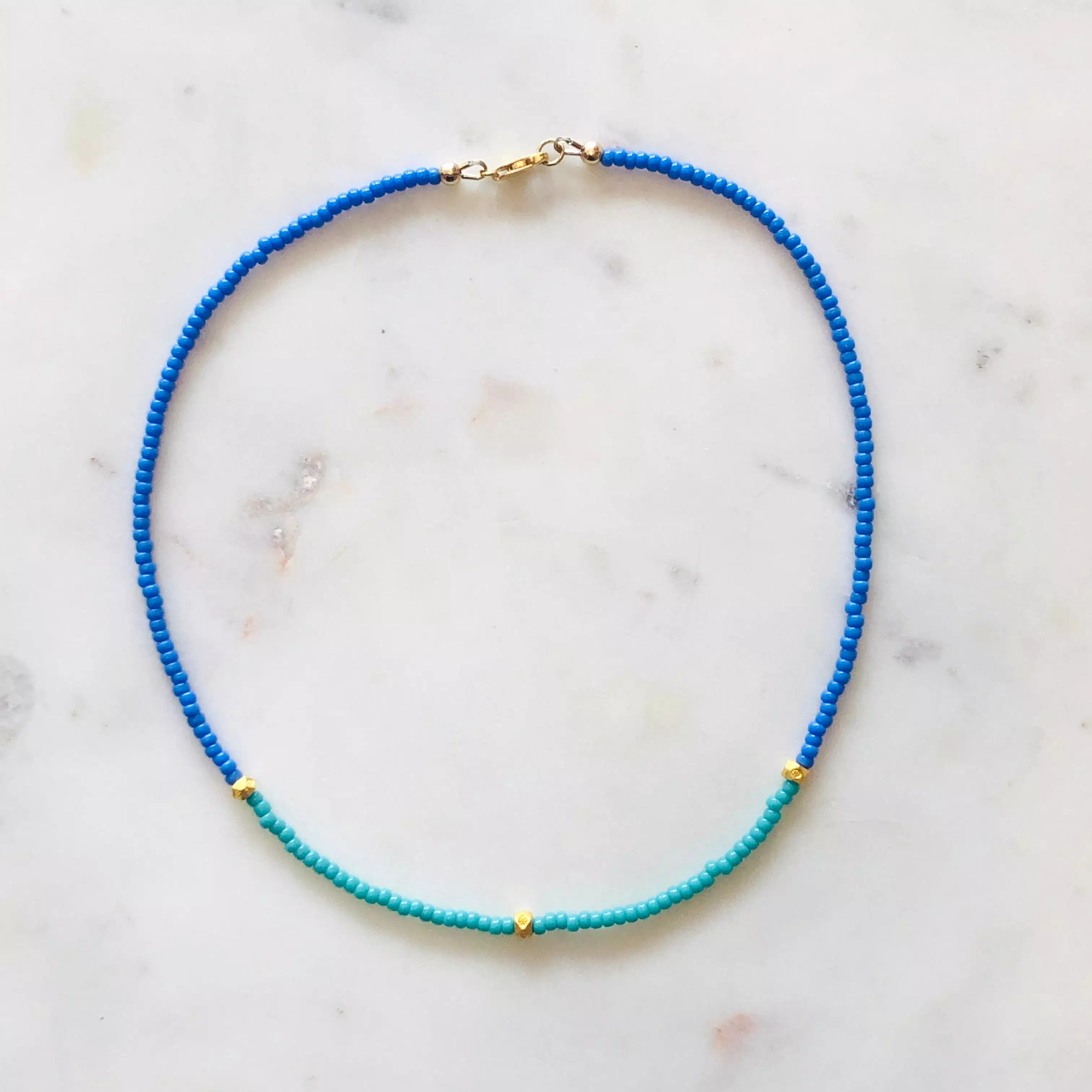 Glass + 3 24k Gold Plated Beads Necklace