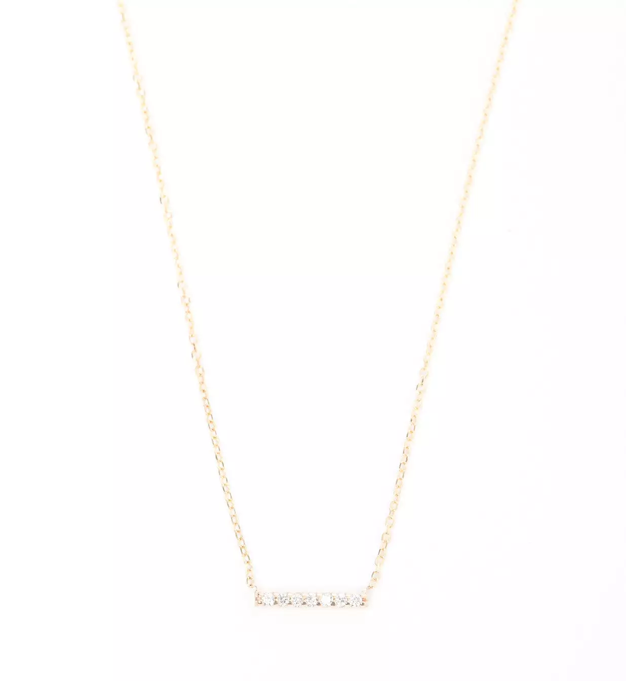 Gold 7 Diamond Tiny Pavé Bar Necklace