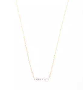 Gold 7 Diamond Tiny Pavé Bar Necklace