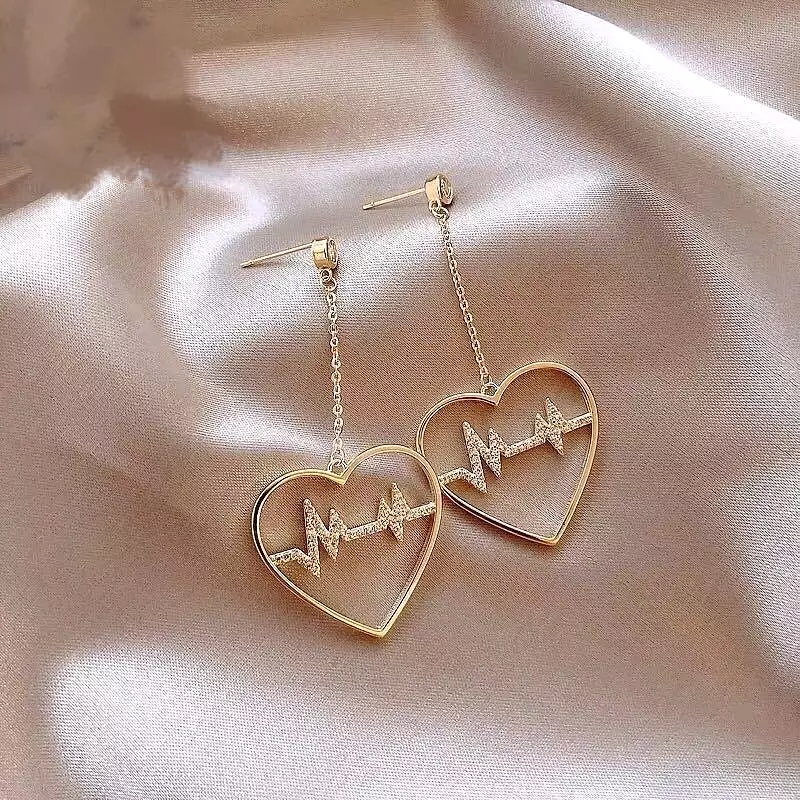 Gold Heartbeat Earrings