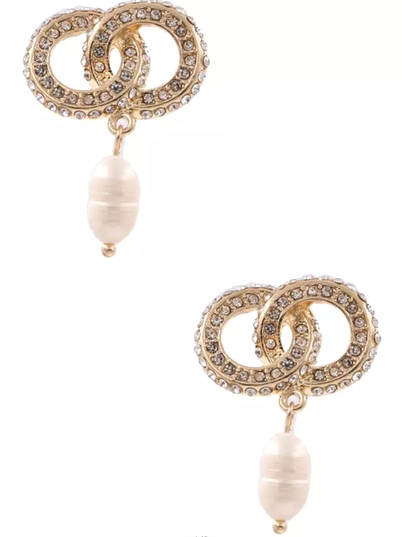 Gold Loop Pearl Earrings