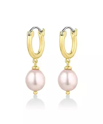 Gorjana Pink Pearl Huggies - Gold/Pink Freshwater Pearl