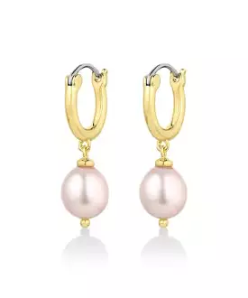 Gorjana Pink Pearl Huggies - Gold/Pink Freshwater Pearl