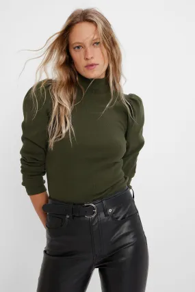 Green Rib Turtleneck Jumper