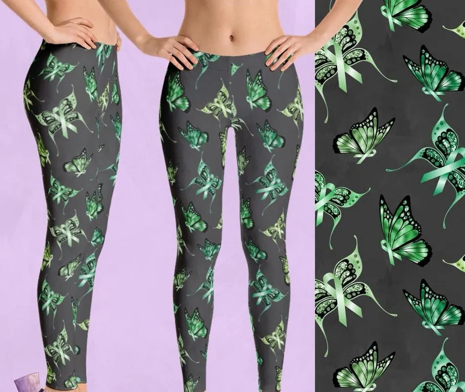 Green Ribbon Butterfly Soft Leggings