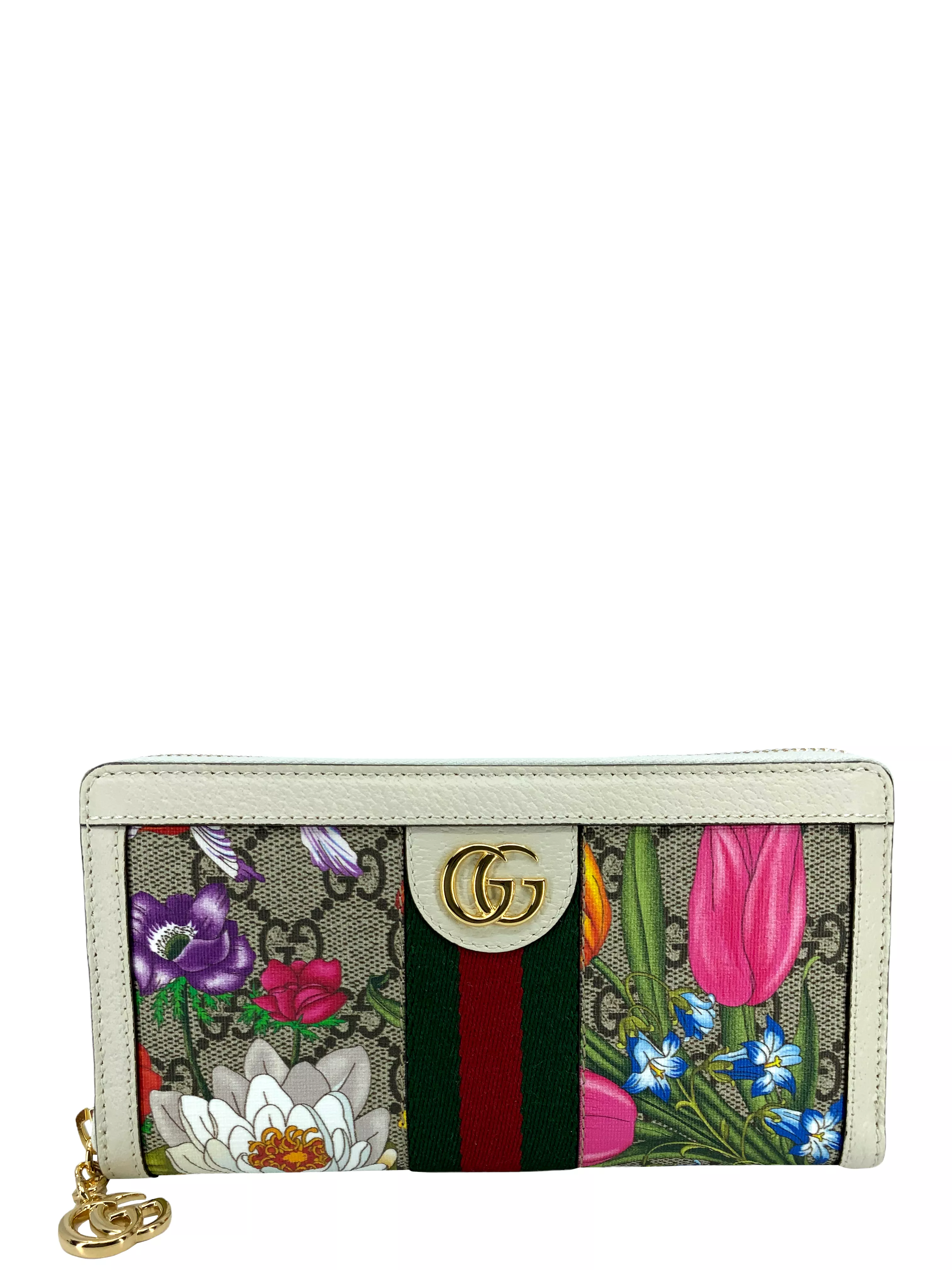 Gucci Ophidia Flora Web Zip Around Wallet NEW