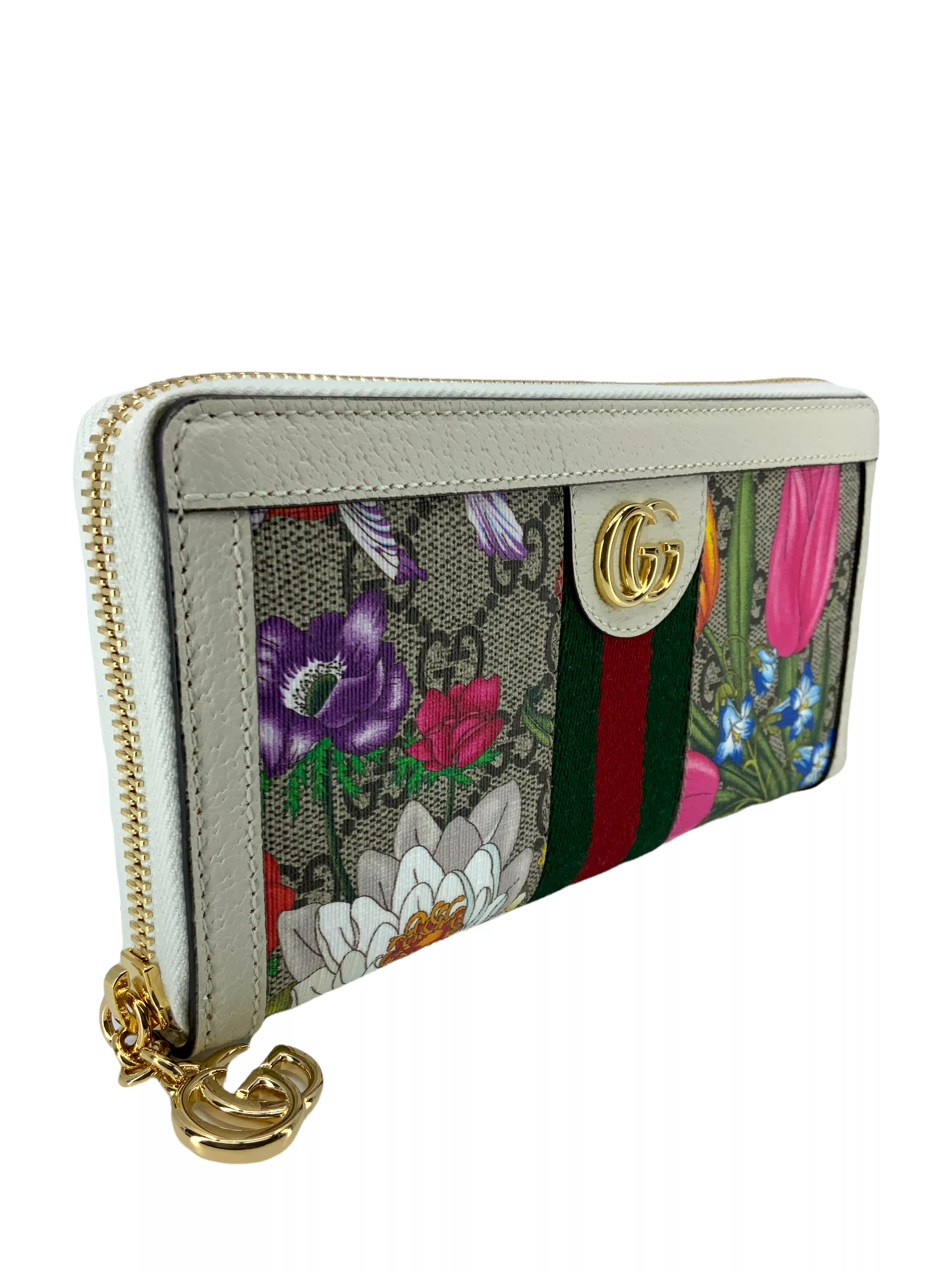 Gucci Ophidia Flora Web Zip Around Wallet NEW