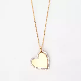 Heart Pavé and Baguette Dog Tag Necklace