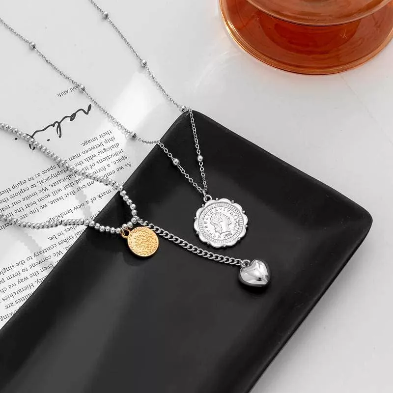 Heart Wafer Pendant Necklaces