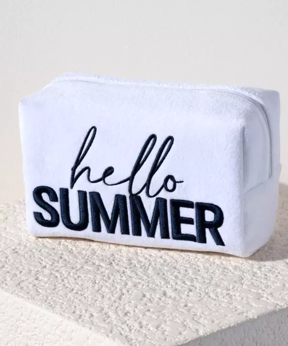 Hello Summer Zip Pouch - White