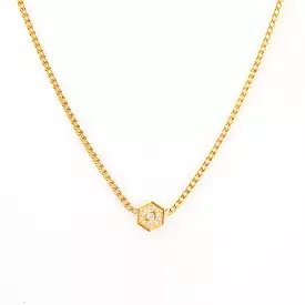 Hexagon Halo on Curb Chain Necklace