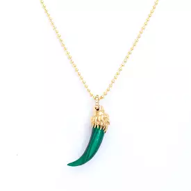 Il Leone Piccolo Malachite Lion's Tooth Necklace