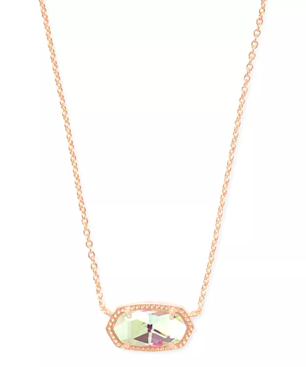 Kendra Scott Elisa Short Pendant Necklace - Rose Gold/Dichroic Glass