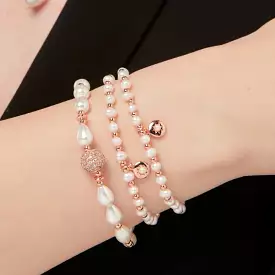 KNIGHT & DAY -  Rose Gold Beaded & Freshwater Pearl Bracelet