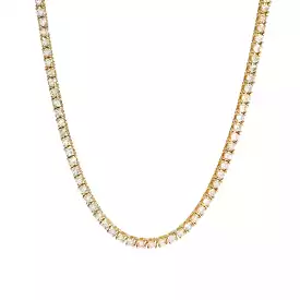 Large 14K Gold and Diamond Tennis Necklace 4-Prong Setting