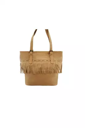 LEILA FRINGED TOTE CAMEL