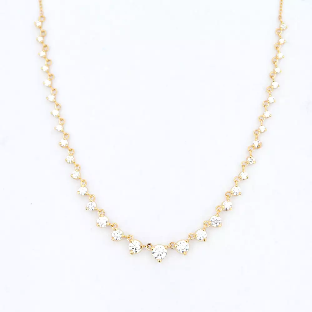 Linked Graduated Prong Tennis Necklace