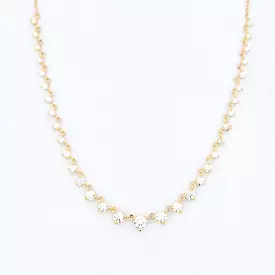 Linked Graduated Prong Tennis Necklace