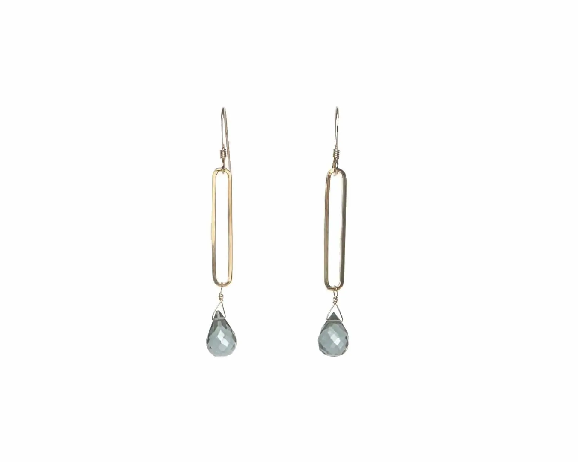 Long Oval Gold Fill Gemstone Earrings