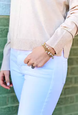 Matte Gold Pearl Wrap Bracelet